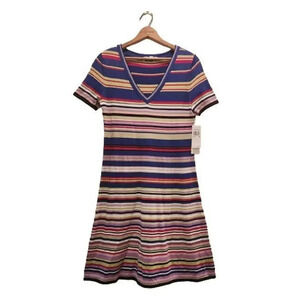 Adyson Parker Dress Women's Size XS Multicolor V-Neck Short Sleeve striped Mini